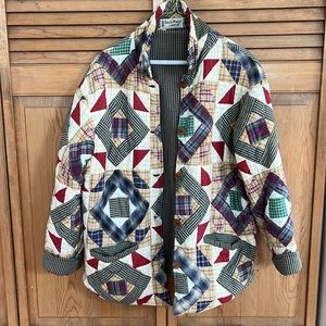 Vintage patch quilt chore coat, medium - large
